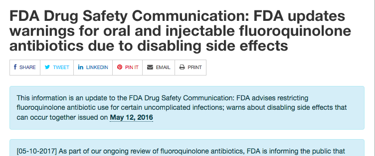 Updated Black-box Warnings for Fluoroquinolones